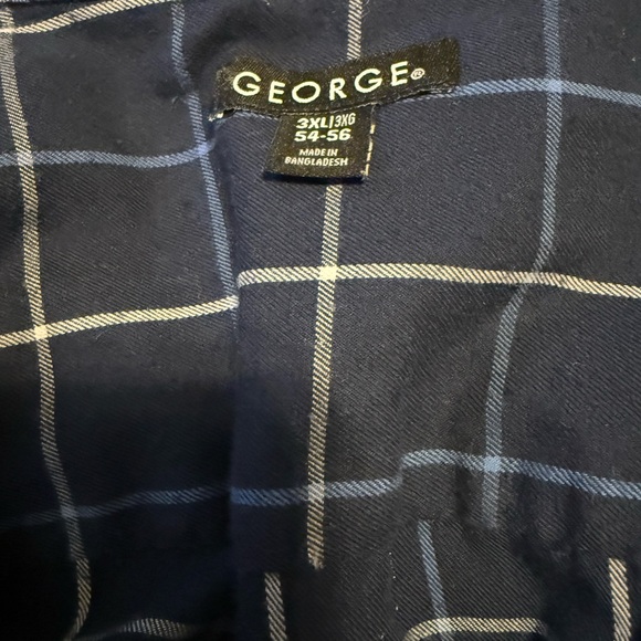 George Men's Navy Checkered Button Down Shirt with pocket - 3XL - Picture 4 of 4